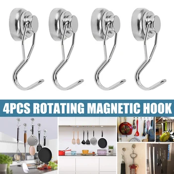 Rotativ Magnetic Cârlige Grele Magnet Neodim Cârlige 4 buc cu Zero Dovada Autocolante pentru Acasă, Frigider, Bucătărie în stoc 1