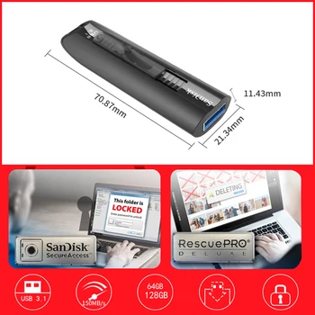 SanDisk Extreme Merge USB 3.1 Flash Drive 64GB 128GB Pen Drive de Mare Viteză 200MB/s Memorie Stick USB Pentru TV/PC/Player Auto 1