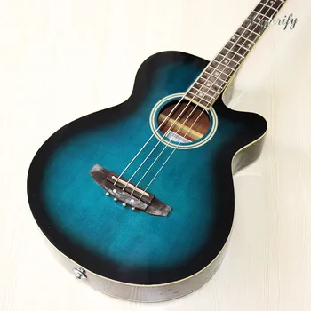 Stoc 4 string albastru acustice chitara bass electrica 43 inch cutway design 21 freturi cu EQ bas acustic, chitara lucios 1