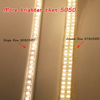 Super-Luminos 5730 LED Strip Lumină 220V Rând Dublu de 240 LED-uri Tub Flexibil Lampa Impermeabil Estompat de Iluminat Acasă, NE-UE din marea BRITANIE AU Kit 1