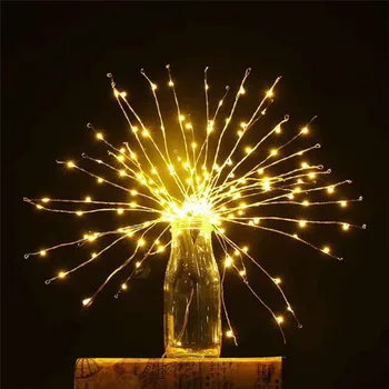 Thrisdar 120LED foc de Artificii Explozie de Stele de Crăciun Zână Șir de Lumina Cu Telecomanda Starburst Cupru Agățat LED String Garland 1