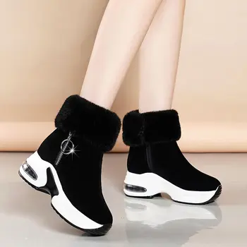 Toamna femei Cizme de Iarna 2020 Nou Plus de Catifea, Blana de Iepure Cald Glezna Cizme Pantofi pentru Femei Internă Crește de Zăpadă Cizme Scurte 1
