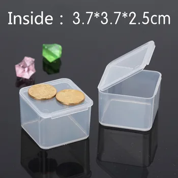 Transport gratuit din Plastic Transparent Cutii Mici pătrate ,Ambalaj cutie depozitare , cu capac pentru cutie de bijuterii Accesorii de Finisare cutie 1