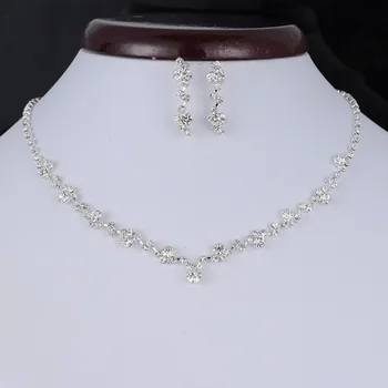 TREAZY Simplu de Onoare Mireasa Seturi de Bijuterii Stras de Cristal Cravată Colier Cercei Bratara de Nunta Seturi de Bijuterii pentru Femei 1