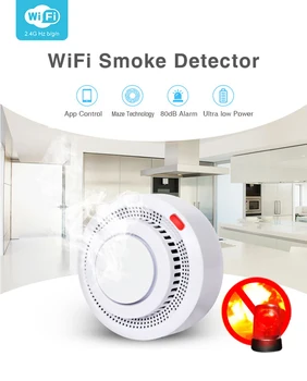 Tuya WiFi Fum de Alarmă de Protecție împotriva Incendiilor Detector de Fum Smoke house Combinație de Alarmă de Incendiu Sistem de Securitate Acasă Foc 1