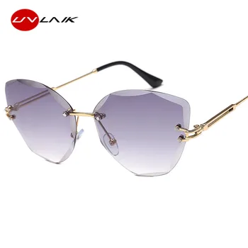 UVLAIK de Lux Italia Brand Ochi de Pisica ochelari de Soare Femei Epocă fără ramă Gradient Doamna Ochelari de Soare UV400 Ochelari Fara rama 1