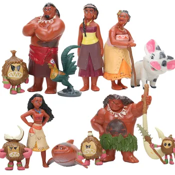 12buc/set Desene animate Printesa Moana Legenda Vaiana Maui Șef Tui Tala Heihei Pua Acțiune Figura Model de Jucării Pentru Copii, Cadou de Ziua de nastere 2