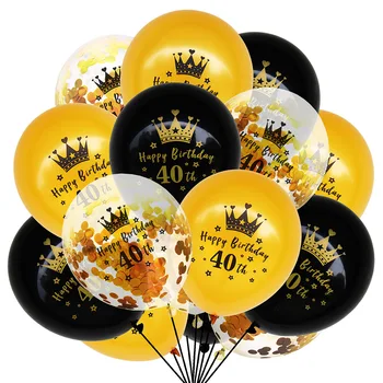 15buc Fericit Ziua de 18 Baloane Kituri de Aur Negru din Latex Baloane Adulti 18 21 30 40 50 60 Ani Aniversare Partidului Decor 2