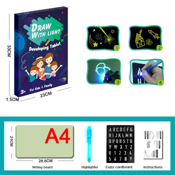 1set rusă, engleză A3 A4 A5 copii Educative pentru copii de Desen Bord Jucarii Tableta Graffiti Luminoasă cu Led-uri de Magie Prime Cu Lumina-distractiv 2