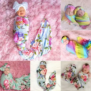 2 buc Copil Nou-născut Florale Ghemui Scutece Wrap Pătură, Sac de Dormit Înfășa marea BRITANIE 2