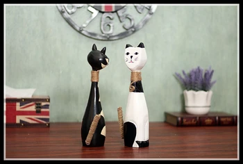 2 Bucati/set Figurine Animale din Lemn Decor Acasă Ambarcațiuni Figurine Cat ornament Ambarcațiunile de Cadou Pentru Femei ElimElim 2