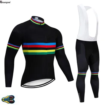 2019 cele mai Noi Pro Negru Echipa de Ciclism Seturi 20D Îmbrăcăminte Biciclete Biciclete Wear Toamna/Primavara Maneca Lunga Tricouri de Ciclism Seturi 2
