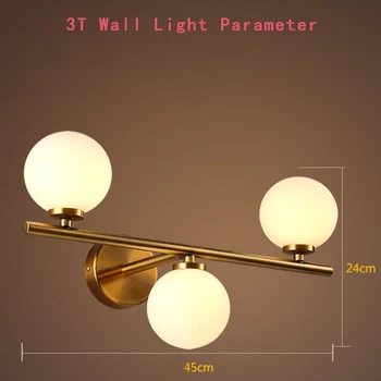 3Colors Reglaj Aur de Perete LED Lumina 3w 6w 9w Sticla mingea de Perete Baie Lampă Oglindă de Iluminat cu Bec G4 pentru Dormitor 85-265V 2