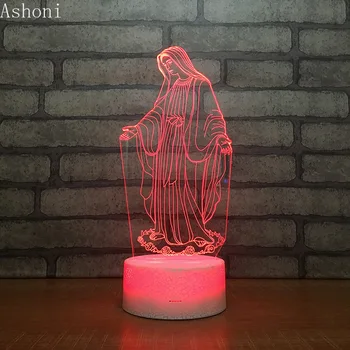 3D Acrilice LED Noapte Lumina sfintei Fecioare Maria Tactil 7 Culori Schimbare, Birou Lampă de Masă Petrecere Lumină Decorativă de Crăciun Cadou 2