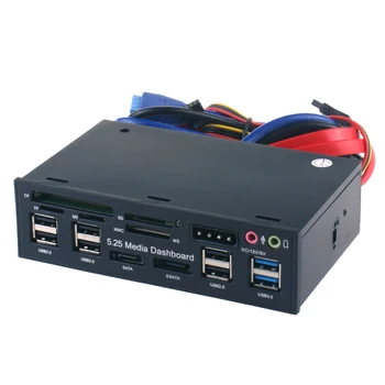 5.25 inch All-In-1 Card Reader, Hub Intern USB 3.0 pe Panoul Frontal Accesorii PC Bordul mass-Media Audio Unitate Optica ESATA Calculator 2