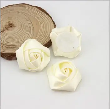 50Pcs/Lot 3,5 cm Panglica de Satin de Mătase floare Trandafir flori de Nunta buchet de mireasa boutonniere Headware Copiii Păr Accesorii de Craciun 2
