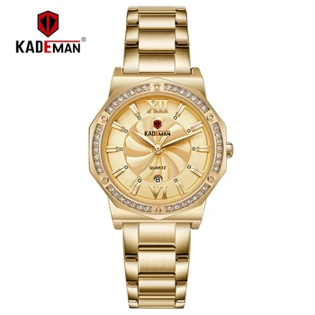829 de Lux de Top Kademan Brand de Moda Doamnelor Ceasuri de Cristal Diamante pentru Femei Calendar Plin de Cuarț Ceas de mână din Oțel rezistent la apa 2