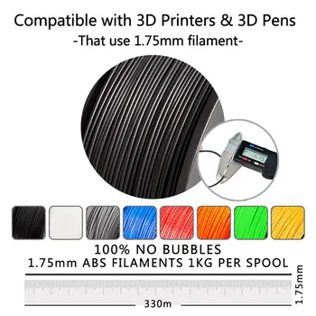 ABS cu Filament de 1.75 mm Pentru Imprimanta 3D 1KG/2.2 LBS Nici o Bulă de Calitate Excelentă de Plastic Negru ABS cu Incandescență Pentru Copii Scribble 2