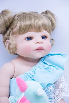 Bebe Renăscut Baby Doll Jucarii Pentru Copii Cadou 56cm full Silicon Copii Playmate Intra Apa Mini ochi albaștri fată Păpuși baie jucărie NPK 2