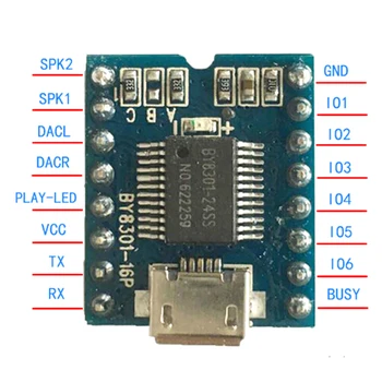 BY8301-16P SSOP2 Aduio Serial Vocea SPI FLASH Module 3W Amplificator Micro USB Instrument de Piese 2