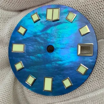 Creative Model Shell Albastru 28.5 MM Cadran de Ceas pentru NH35 Ceas Mișcarea Verde Luminos Cadran de Ceas de Reparații Piese 2