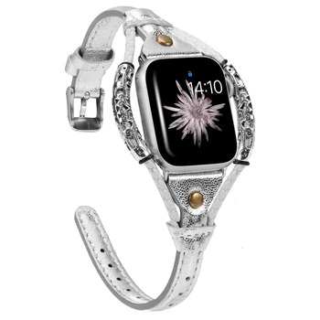 Curea din Piele pentru Apple Watch Band 40mm 44mm Curea 5/4/3/2/1 38mm 42mm Bratara din metal Watchband pentru Iwatch Accesorii 2