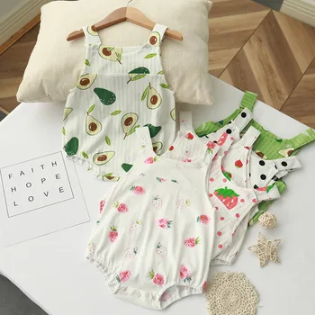 De Vară 2020 Copil Nou-născut Băieți și Fete fără Mâneci Tricotate de Bumbac Desene animate Sling Copilul Costume Costume Salopeta Pentru 0-3t 2