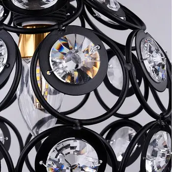 E27 negru Creative cristal minimalist, lumina plafon cu un Singur perete lampă de tavan dormitor lampă Unică Europeană fier lampă lampă de Cristal 2