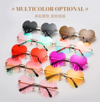 Fără ramă DRAGOSTE ochelari de Soare Femei Neregulate Topi Gradație Personală Ochelari de Soare Vintage Cool Mirror Sol Ocean Lentile Ochelari Jadegirl 2