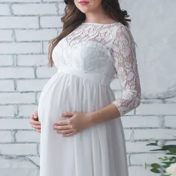 Gravide Femei Maternitate Dantelă Rochie Maxi Rochie De Recuzită Fotografie Petrecere De Nunta 2