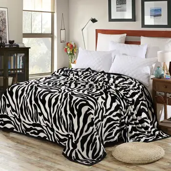 J Super Confortabil Moale Nurca Împâslire Pătură Zebra Cu Dungi Model Floral Pătură Aruncată Pe Canapea / Pat / Călătorie Respirabil 2