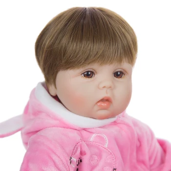 KEIUMI Drăguț 42 cm Silicon Moale Renăscut Baby Dolls de Vinil Păpușă Jucărie Pentru Fata Cosplay Iepure Romper de Moda pentru Copii Cadou de Ziua 2