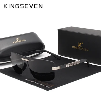 KINGSEVEN HD Polarizat ochelari de Soare Barbati fără ramă Brand de Lux de Designer Gafas Masculino Polarizado oculos De Sol 2