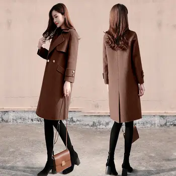 Leiouna Gros Solid 2020 Femei De Moda De Iarnă Elegant Singur Buton Haină De Lână Femei Cald Casaco Feminino Palton Lung De Lână 2