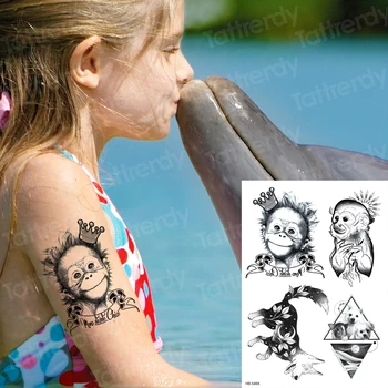 Maneci tatuaj fete copii impermeabil tatuaj temporar autocolante animale a crescut maimuta luna model de tatuaj 6pcs/lot cu ridicata fals 2