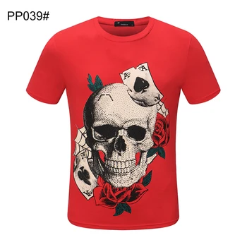 Modă de Culoare Solidă tricou Barbati Sport cu mânecă Scurtă T-shirt de Sus Strada Hip-hop Stil 3D Imprimate Plein Craniu T-shirt Scurt 2
