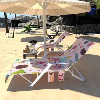 Multi-Funcțional Leneș Șezlong, Prosop De Plajă Leneș Beach Lounge Scaun Acoperă Prosop Geanta Șezlong Pereche De Vacanță Grădină 2