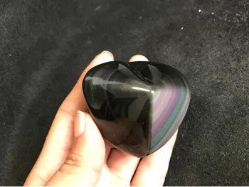Naturale curcubeu obsidian mână-sculptate inimile cadouri 2