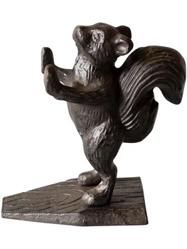 Negru În Picioare Veveriță Fonta Usa Opri European Vintage Handmade Din Metal Veveriță Animal Sculptura Solid Veveriță Figurine 2