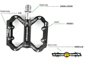 Noi Ultralight pedala de biciclete toate CNC mtb DH, XC mountain bike pedala de Material din aliaj de Aluminiu 3 Rulment Pedale 2