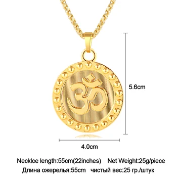 Nouă Rundă Unisex Hindus, Budist AUM, OM pandantiv colier pentru Bărbați bijuterii accesorii 2