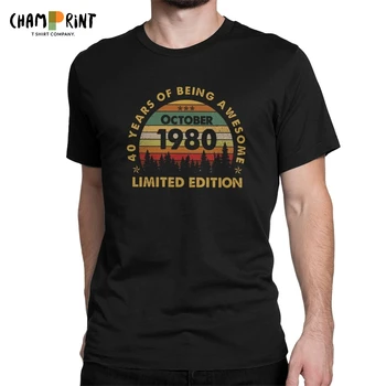 Născut În octombrie 1980 a 40 de Ani De Minunat Tricouri Barbati Funny T-Shirt a 40-a Aniversare Cadou Tricou Maneca Scurta de Îmbrăcăminte 2