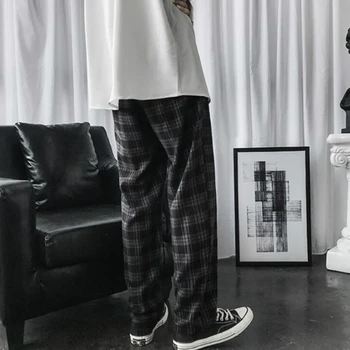 Pantaloni Casual Barbati Carouri Largi Picior Liber de Epocă Mens Pantaloni Drepte Simplu All-meci Ins Chic Trendy coreean Streetwear Harajuku 2