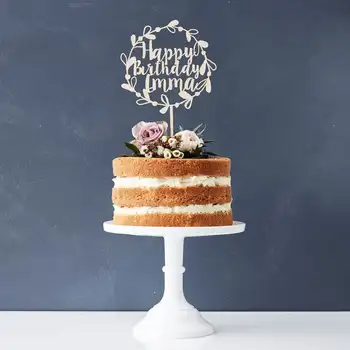 Personalizate De Ziua De Lemn Cake Topper La Mulți Ani Acrilice Tort Fân Pentru Petrecere De Aniversare Pentru Copii Decoratiuni Tort Copil De Dus 2
