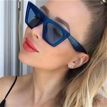 Retro Ochi de Pisică ochelari de Soare pentru Femei Big Flat Top Ochelari de Soare Barbati din Plastic Albastru Clar ochelari de Soare Negru 2020 Brand uv400 Oculos 2