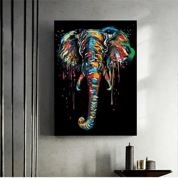 Rezumat Elefant Colorat Panza Picturi Pe Perete Postere de Arta Si Imprimeuri Nordice Art Animale Panza Imaginile Pentru Camera Copii 2