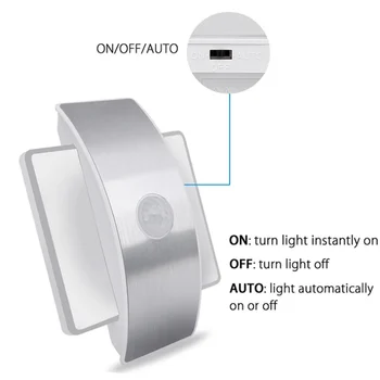 Reîncărcabilă LED Lumina de veghe cu Senzor de Mișcare-Lumină Lampă de Perete pentru Casa WC Lavoar Bucatarie Toaleta Cabinetului Dormitor Noptieră Lumina 2