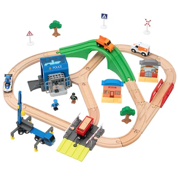 Tren din lemn Urmări Accesorii de Fag turnat sub presiune Masina de Tren Magnetic Feroviar Compatibile din Lemn de Brand Piesa de Puzzle Jucării pentru Copii Cadouri 2