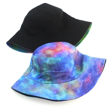 Unisex Neon Colorate Tie Dye Găleată Pălărie Harajuku Hip Hop Reversibile Dublă Față-Verso Purta Margine Largă Packable Pescar Capac 2