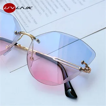 UVLAIK de Lux Italia Brand Ochi de Pisica ochelari de Soare Femei Epocă fără ramă Gradient Doamna Ochelari de Soare UV400 Ochelari Fara rama 2